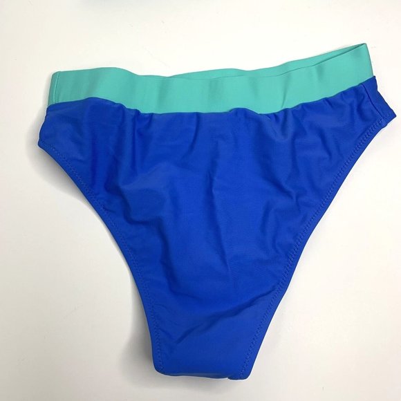 Womens High Waisted Cheeky Bikini Swimsuit Size Small Blue Teal - Picture 12 of 12